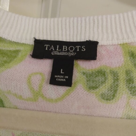 Talbots: Multi color Woman's long sleeve button down sweater. Size Large. - Picture 3 of 3